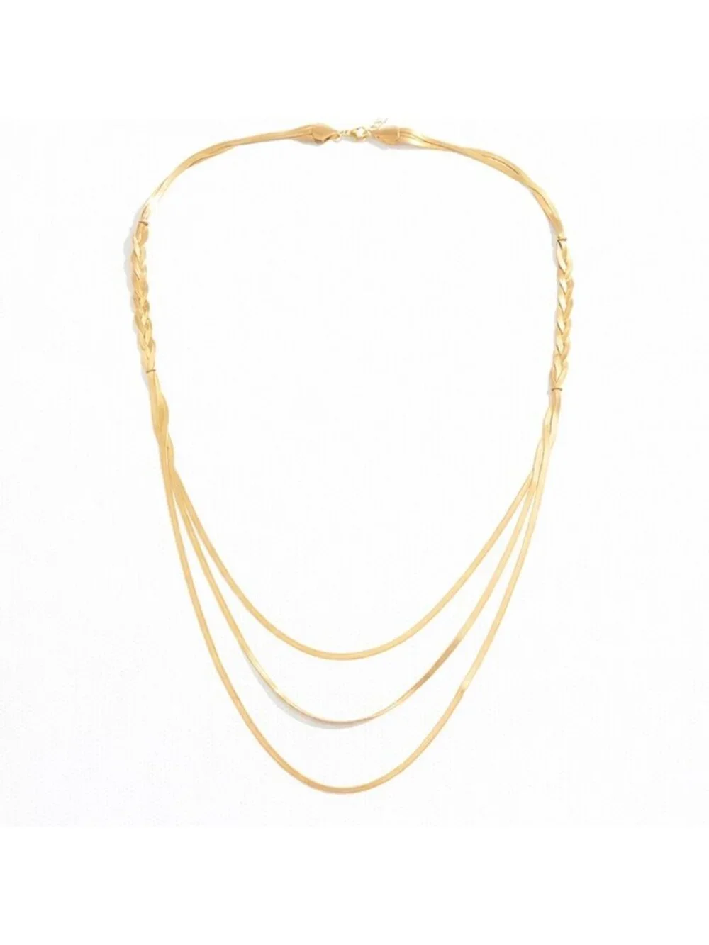 New! Gold Herringbone Braided Necklace (3027) NWOT
